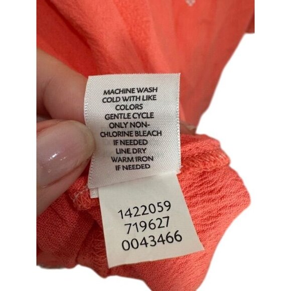 EUC J. Jill Coral XL Embroidered Button Front Top XL Missy 3/4-Sleeve - Picture 10 of 10